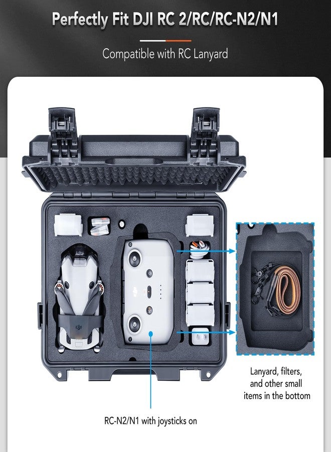 Lykus Titan MM410 Waterproof Hard Case for DJI Mini 4 Pro/Mini 3/Pro and RC2/RC/RC-N2/N1, Black with Shoulder Strap, Support 7 batteries and RC lanyard [CASE ONLY] - Image 3